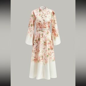 Commense Pink Floral Long Sleeve Dress